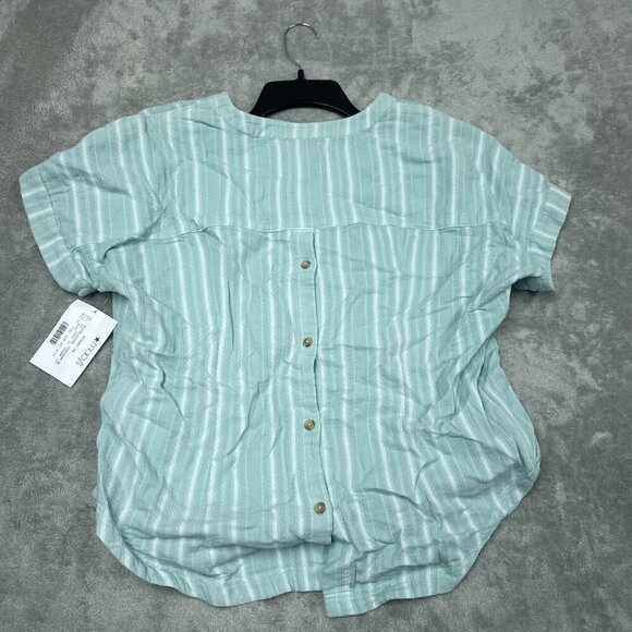 Lucky Brand Womens Striped Button-Back Top S Cotton & Viscose Blend NWT 6180 - Picture 2 of 8